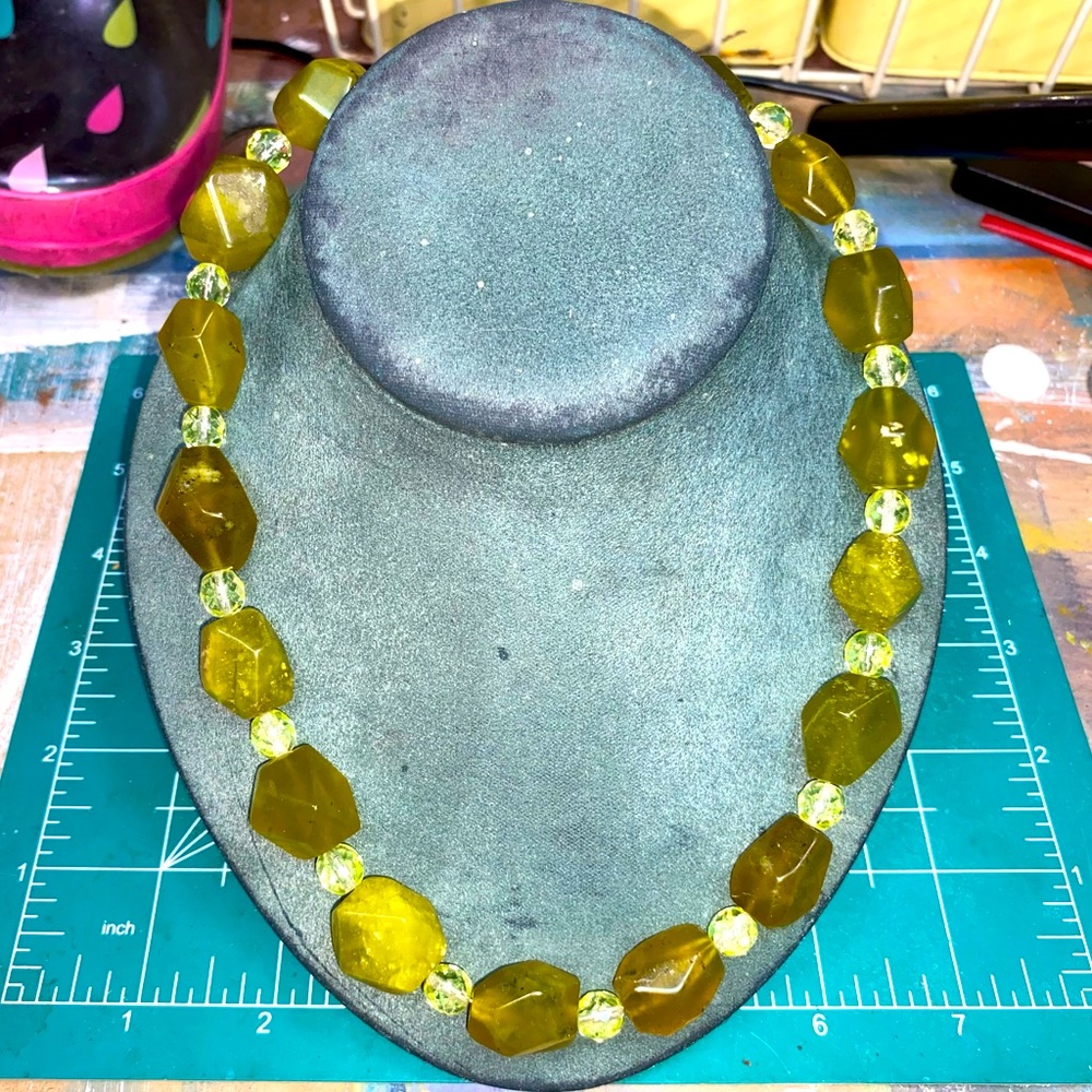 Handmade choker with real stones and sterling silver clasp